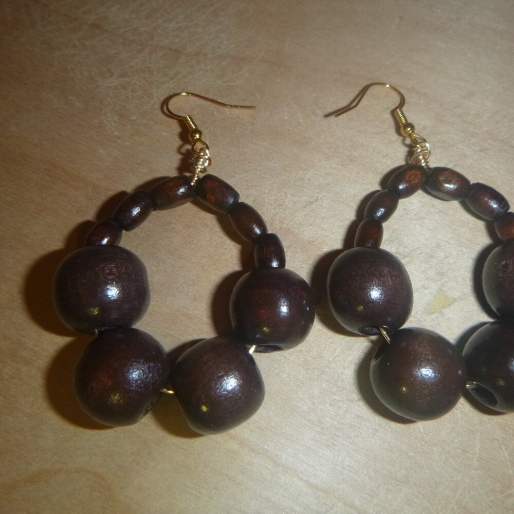 Afrocentric Earrings / Beaded Earrings / Wooden Earrings / Handcrafted Earrings - Picture 2 of 11